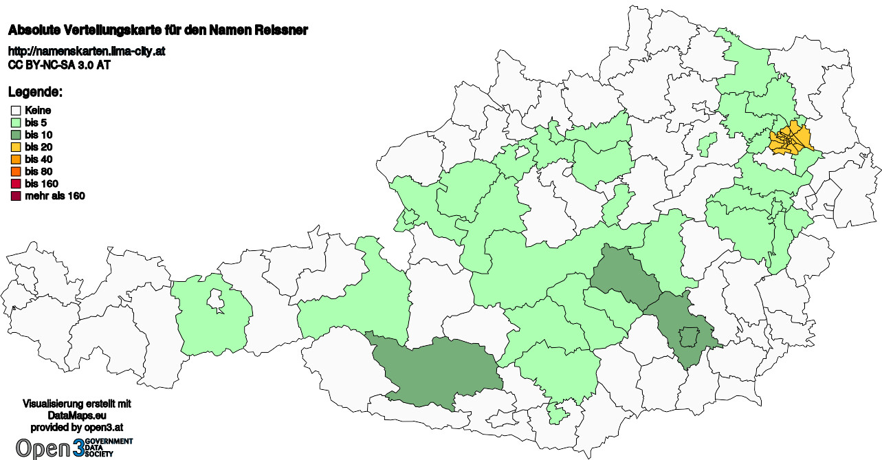 Absolute Verteilungskarten Nachnamen Reissner