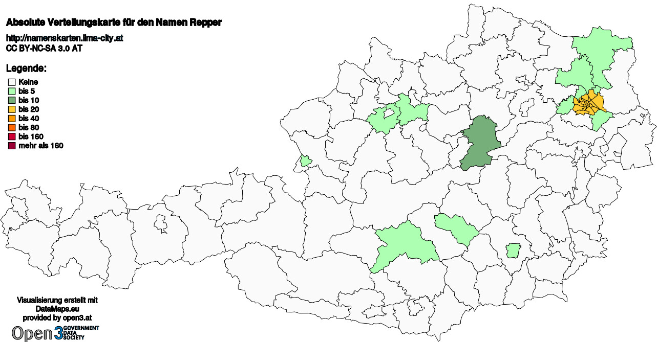 Absolute Verteilungskarten Nachnamen Repper