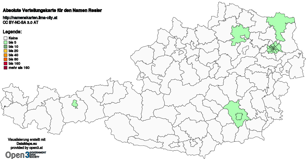 Absolute Verteilungskarten Nachnamen Resler