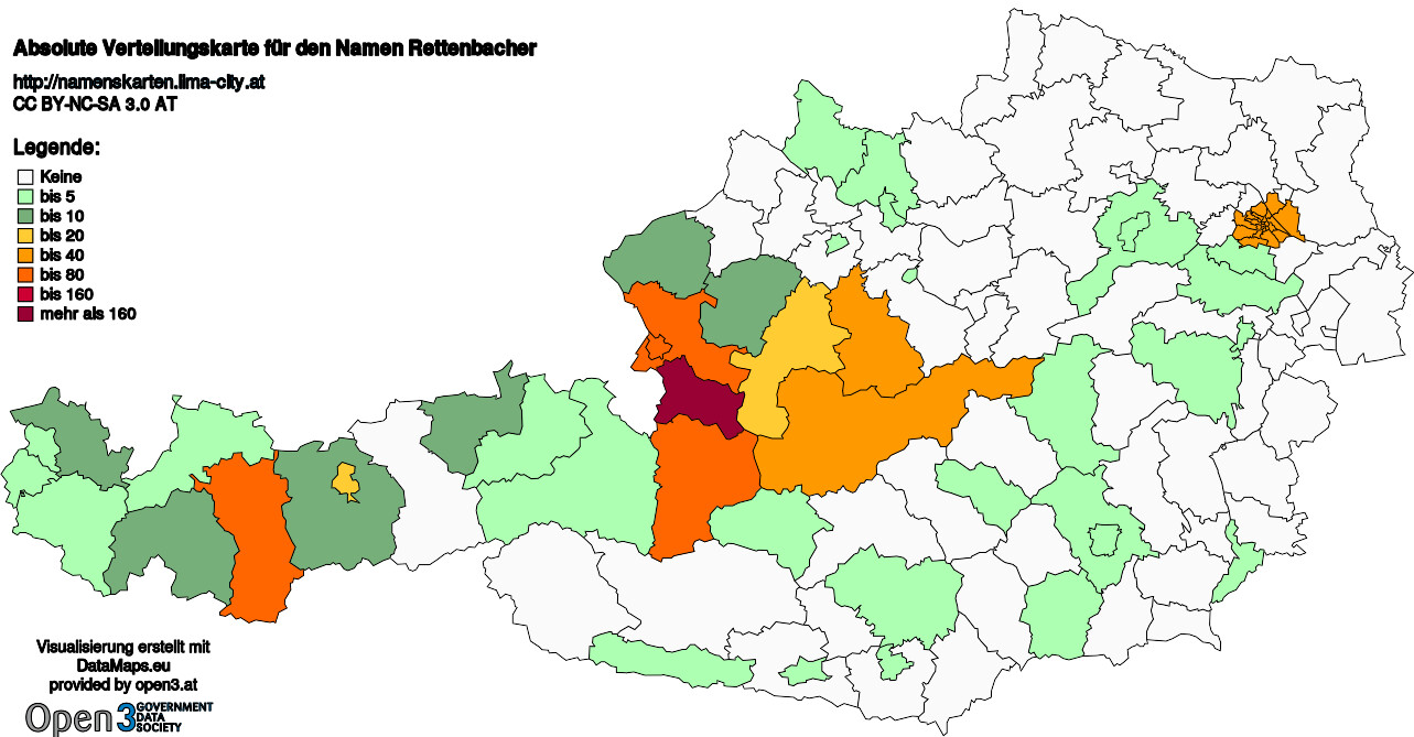 Absolute Verteilungskarten Nachnamen Rettenbacher