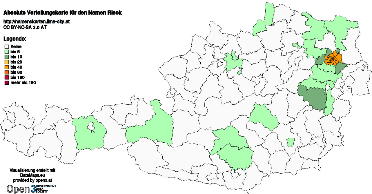 Absolute Verteilungskarten Nachnamen Rieck