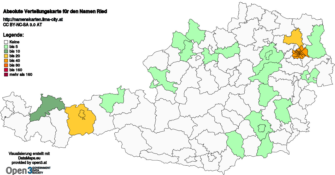 Absolute Verteilungskarten Nachnamen Ried