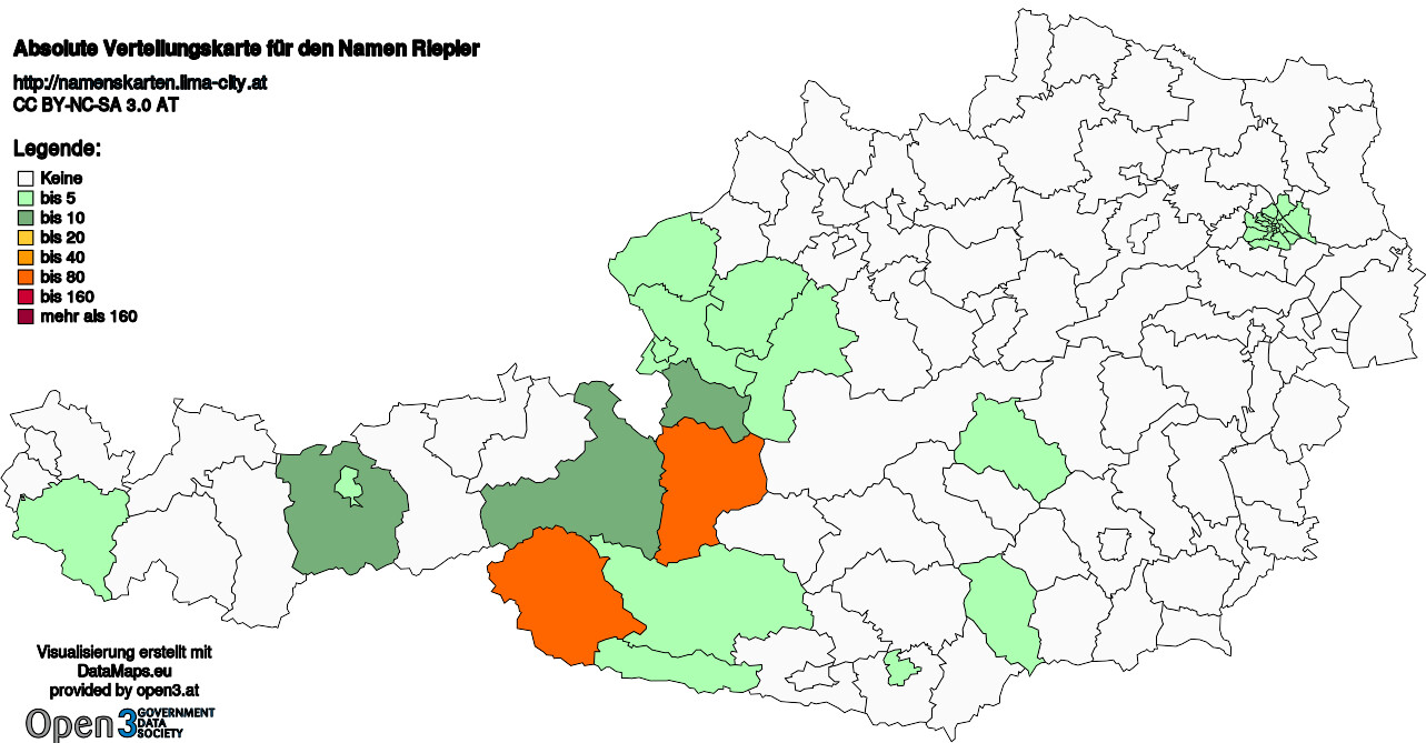 Absolute Verteilungskarten Nachnamen Riepler