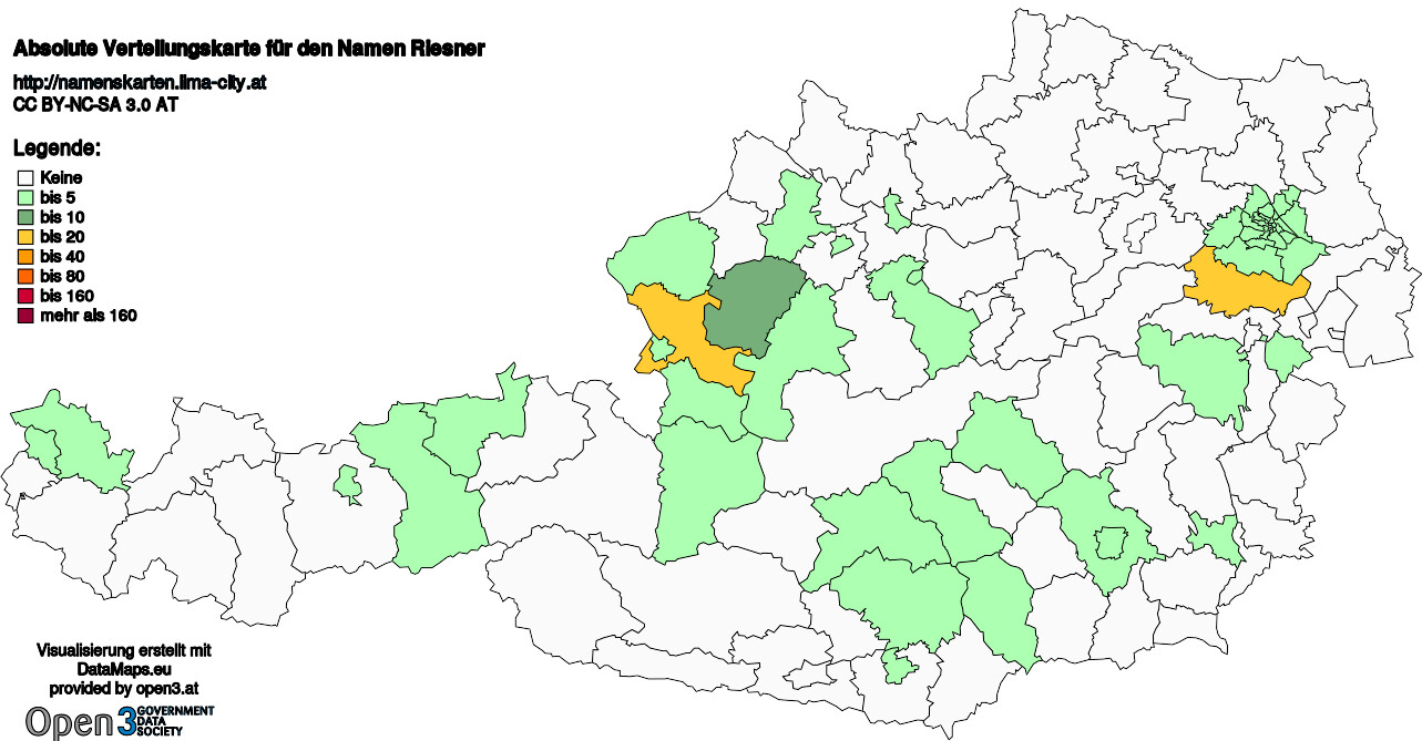 Absolute Verteilungskarten Nachnamen Riesner