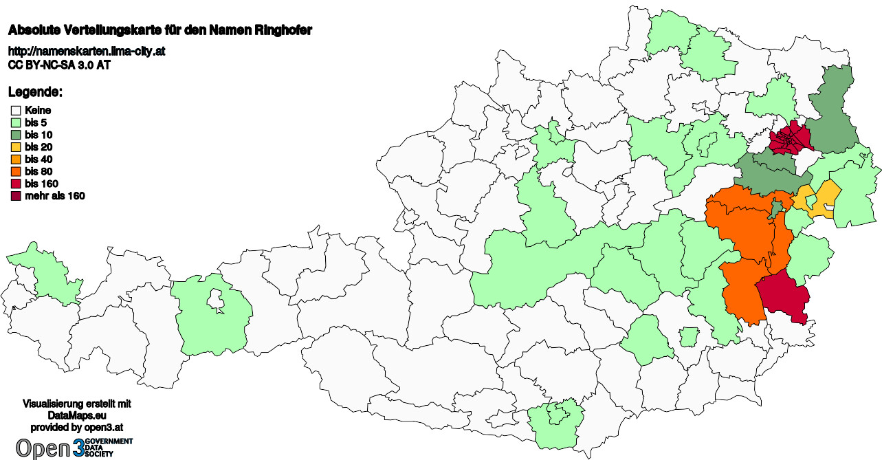 Absolute Verteilungskarten Nachnamen Ringhofer