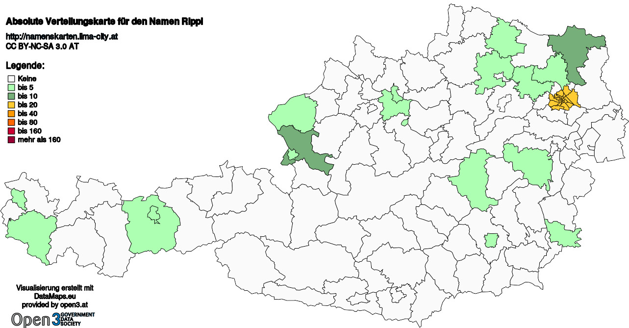 Absolute Verteilungskarten Nachnamen Rippl