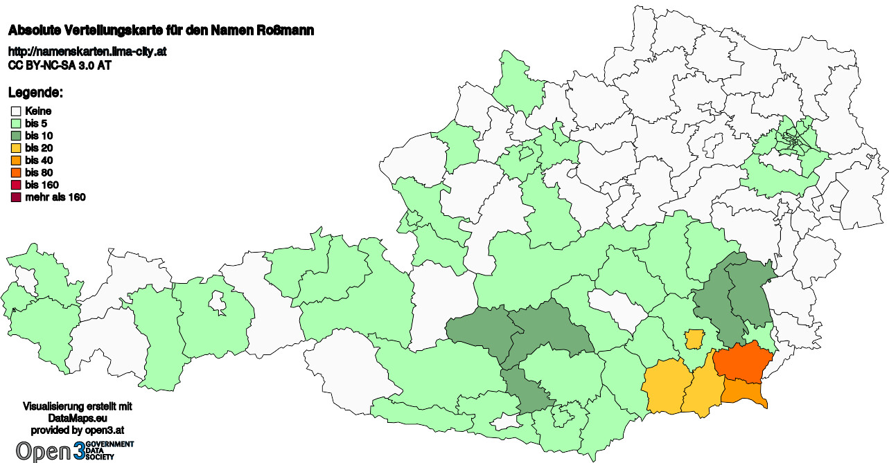 Absolute Verteilungskarten Nachnamen Roßmann