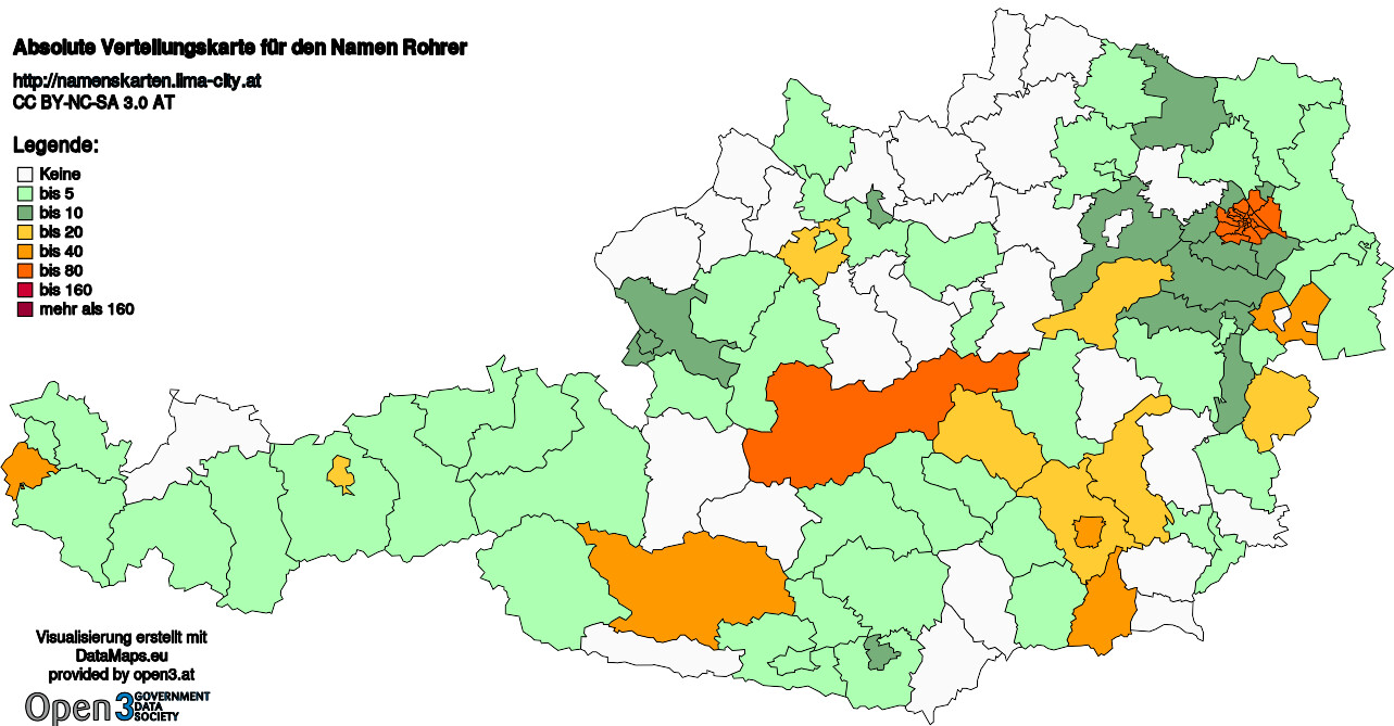 Absolute Verteilungskarten Nachnamen Rohrer