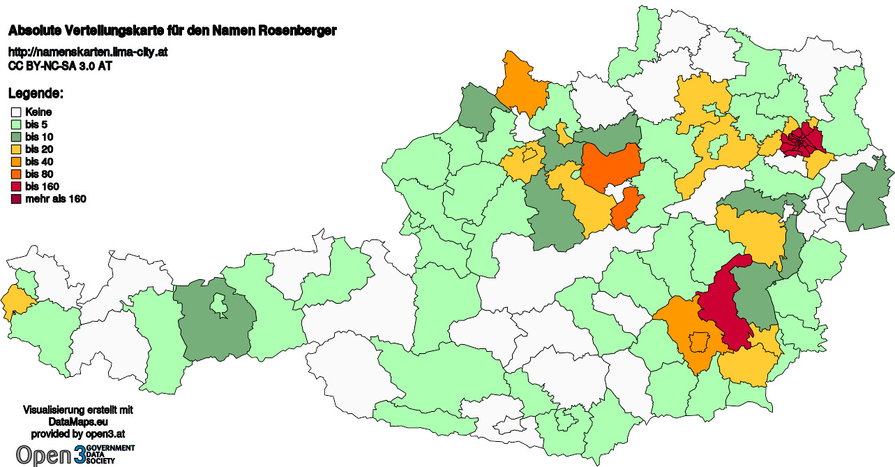 Absolute Verteilungskarten Nachnamen Rosenberger