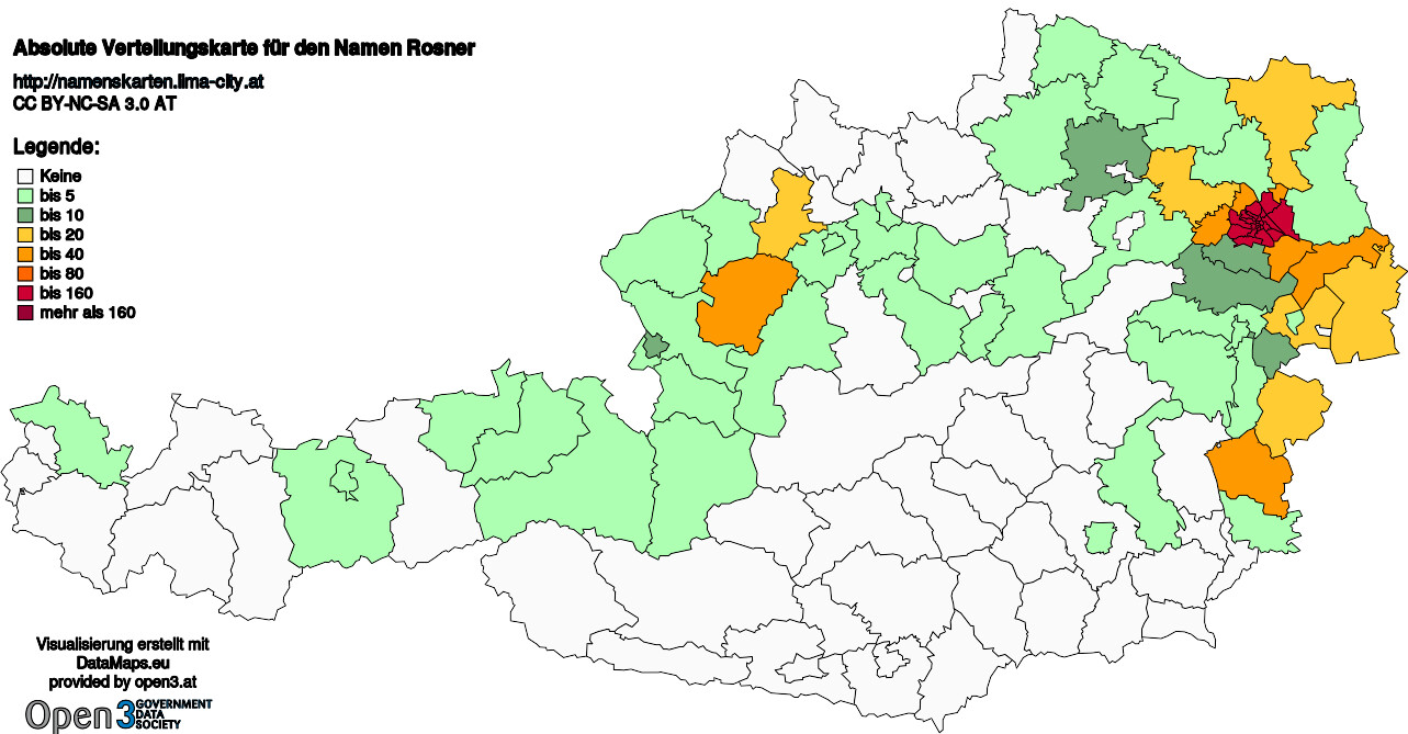 Absolute Verteilungskarten Nachnamen Rosner