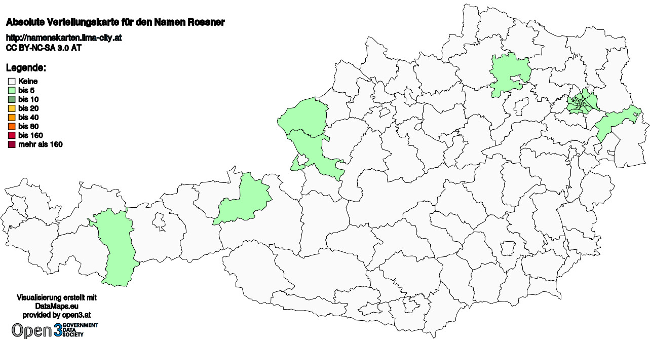 Absolute Verteilungskarten Nachnamen Rossner