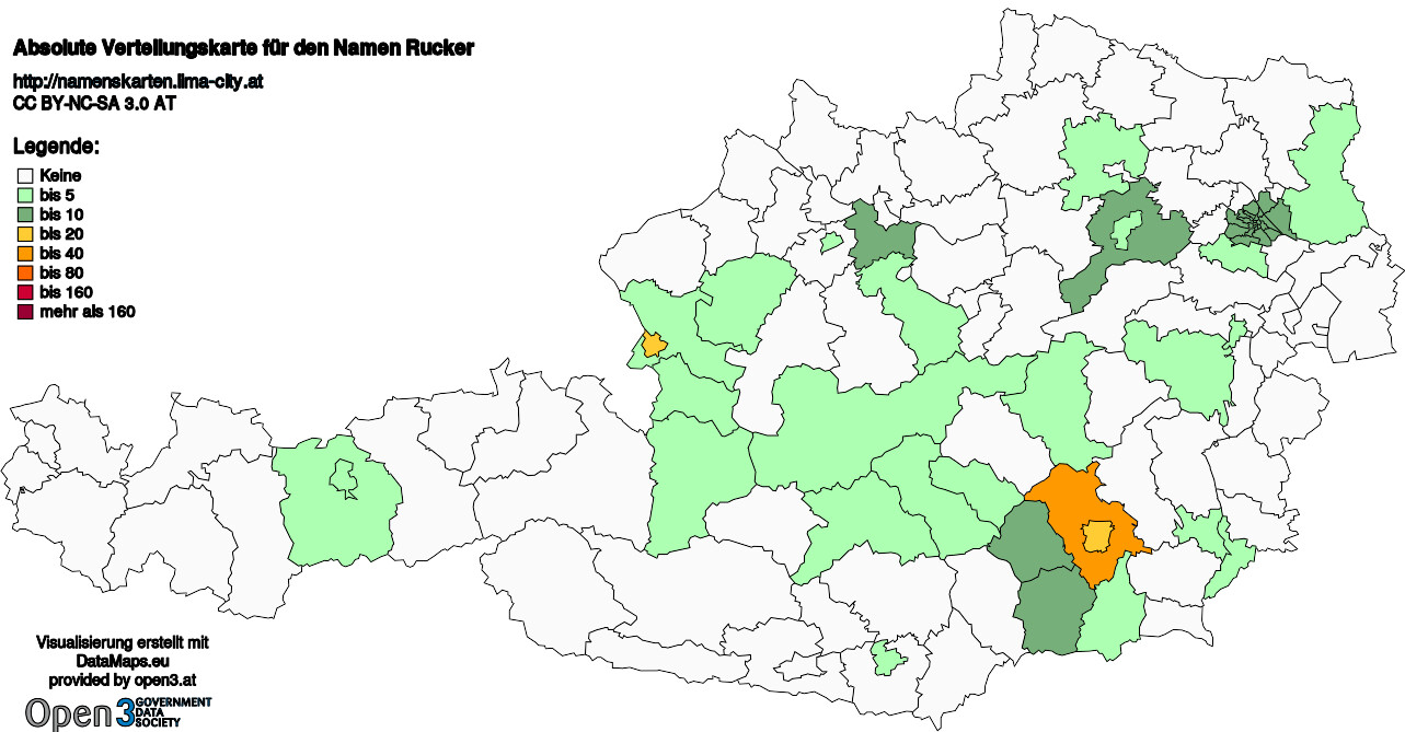 Absolute Verteilungskarten Nachnamen Rucker