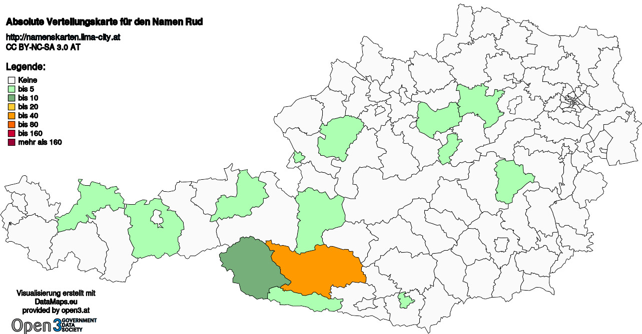 Absolute Verteilungskarten Nachnamen Rud