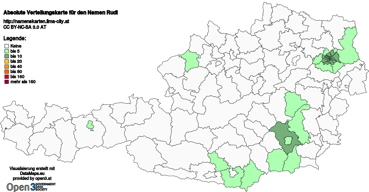 Absolute Verteilungskarten Nachnamen Rudl