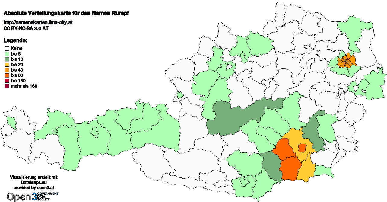 Absolute Verteilungskarten Nachnamen Rumpf
