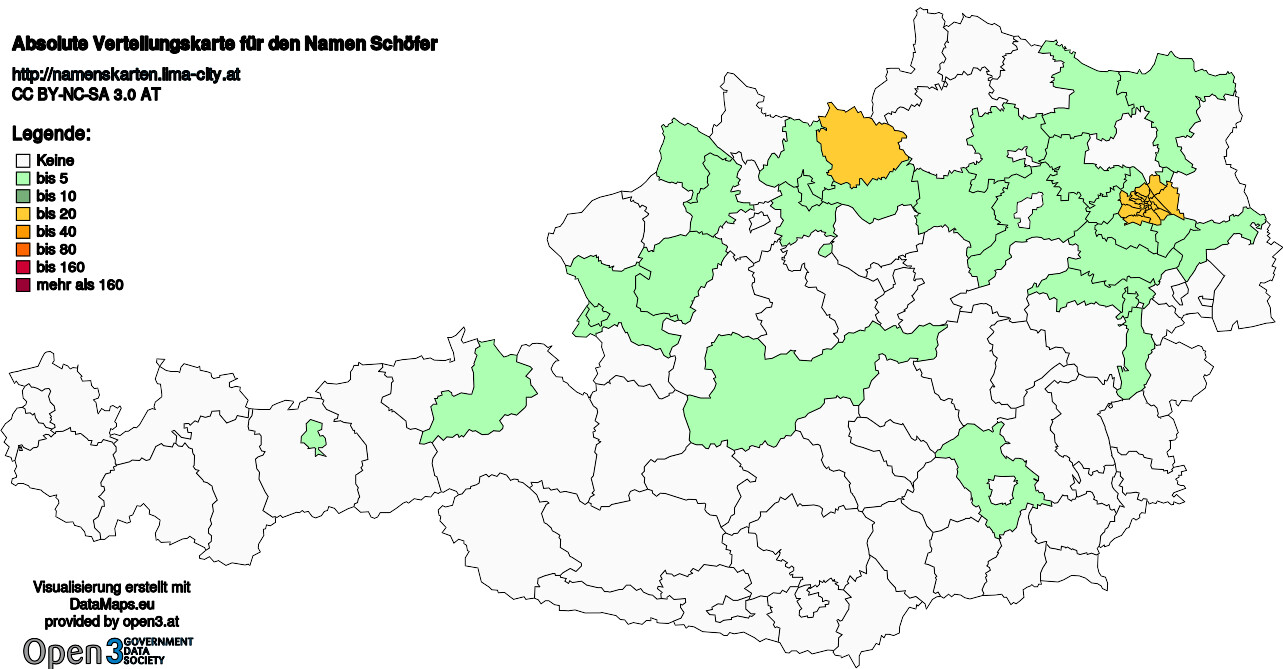 Absolute Verteilungskarten Nachnamen Schöfer