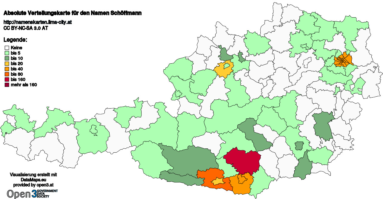 Absolute Verteilungskarten Nachnamen Schöffmann