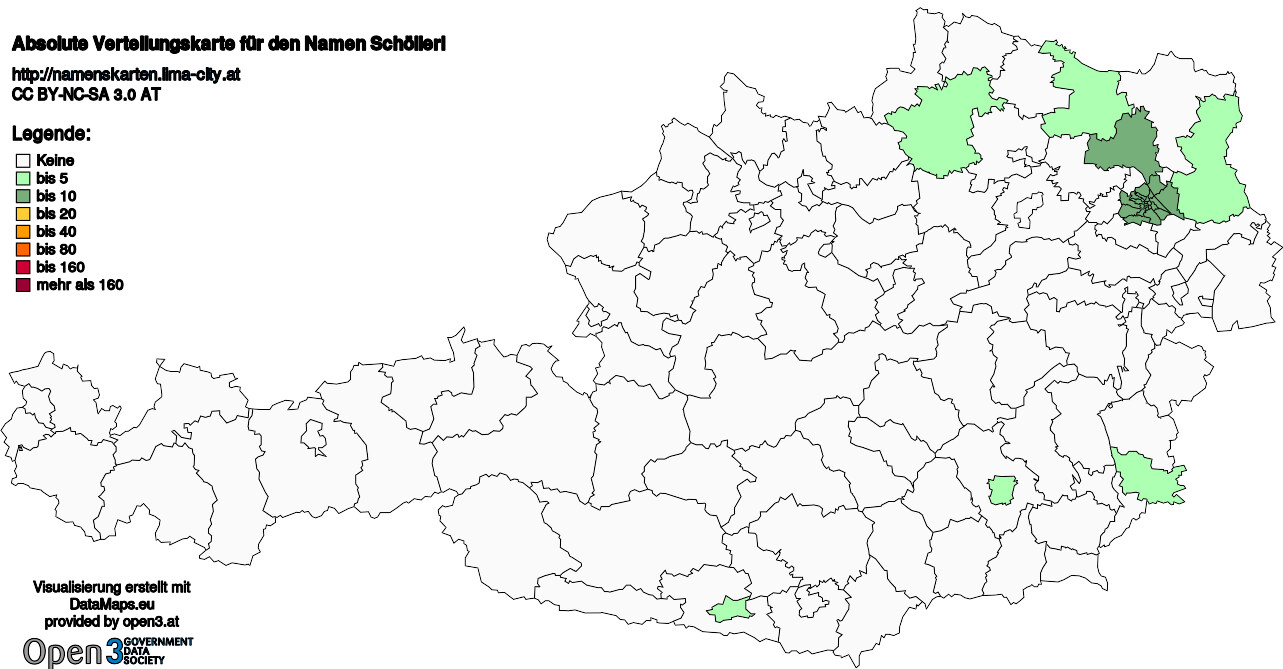 Absolute Verteilungskarten Nachnamen Schöllerl