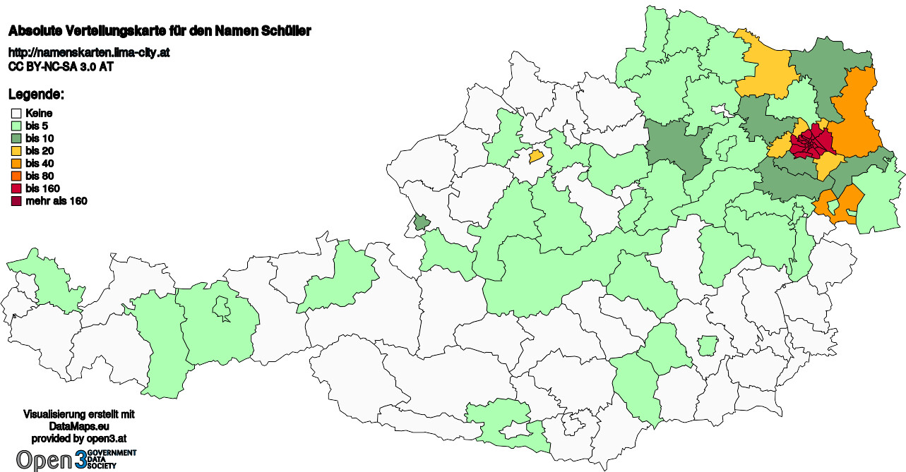 Absolute Verteilungskarten Nachnamen Schüller