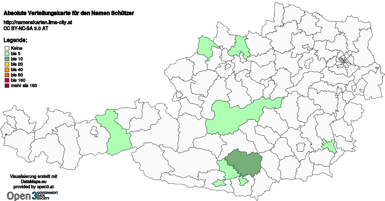 Absolute Verteilungskarten Nachnamen Schützer