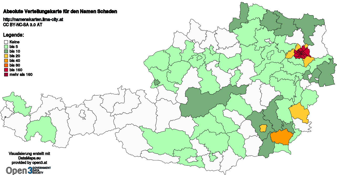 Absolute Verteilungskarten Nachnamen Schaden