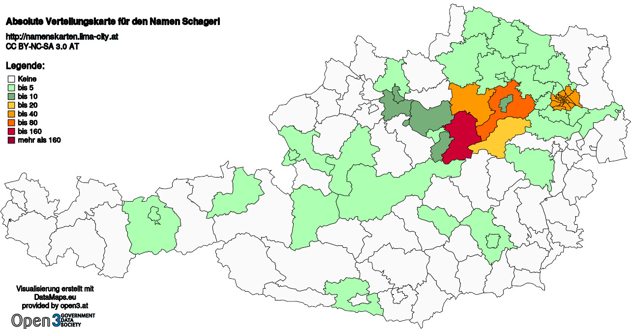 Absolute Verteilungskarten Nachnamen Schagerl