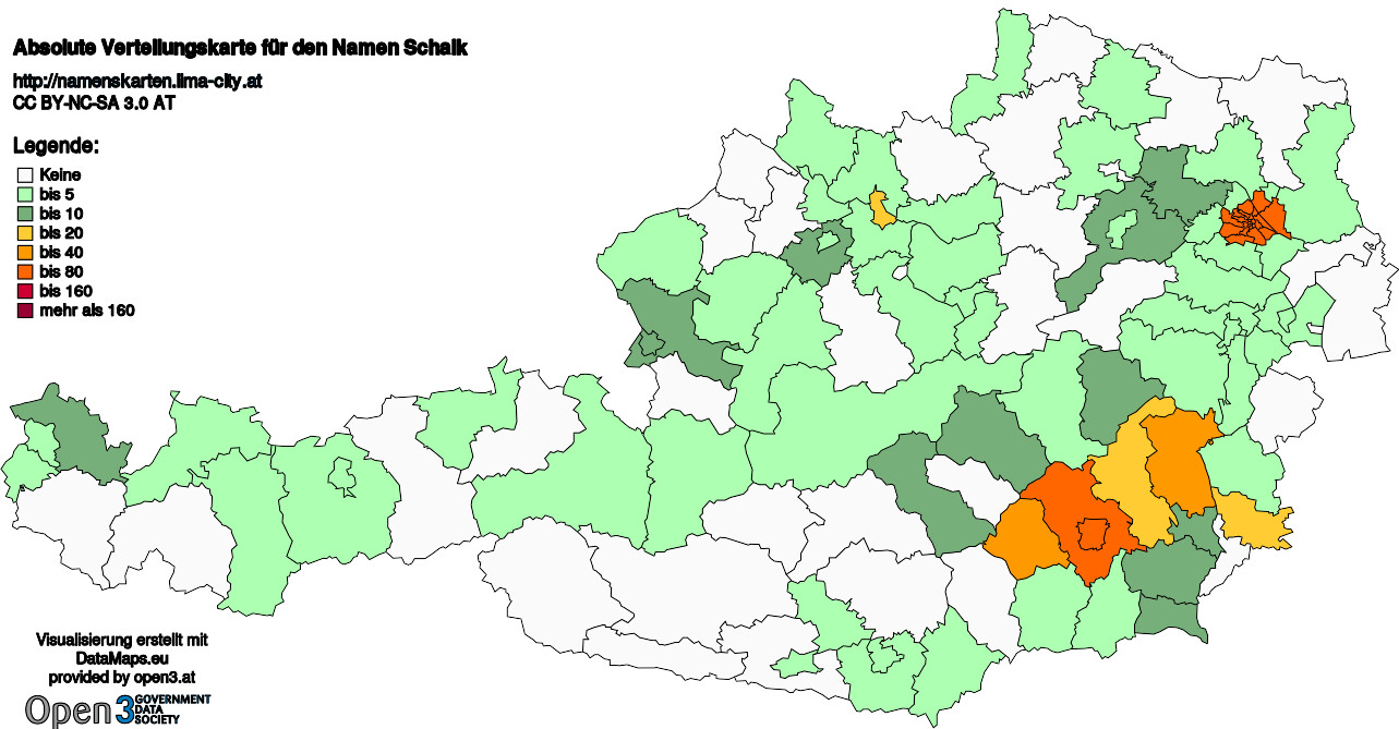 Absolute Verteilungskarten Nachnamen Schalk