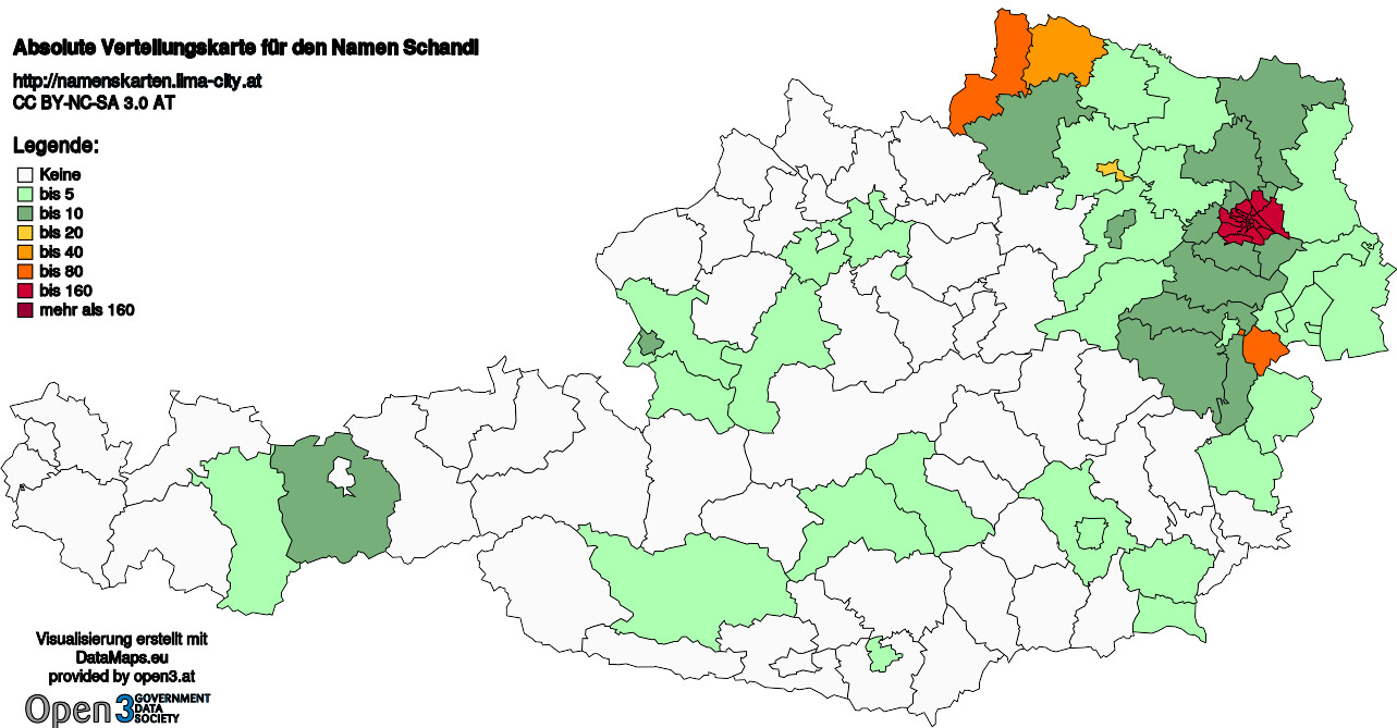 Absolute Verteilungskarten Nachnamen Schandl