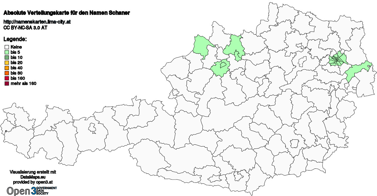 Absolute Verteilungskarten Nachnamen Schaner