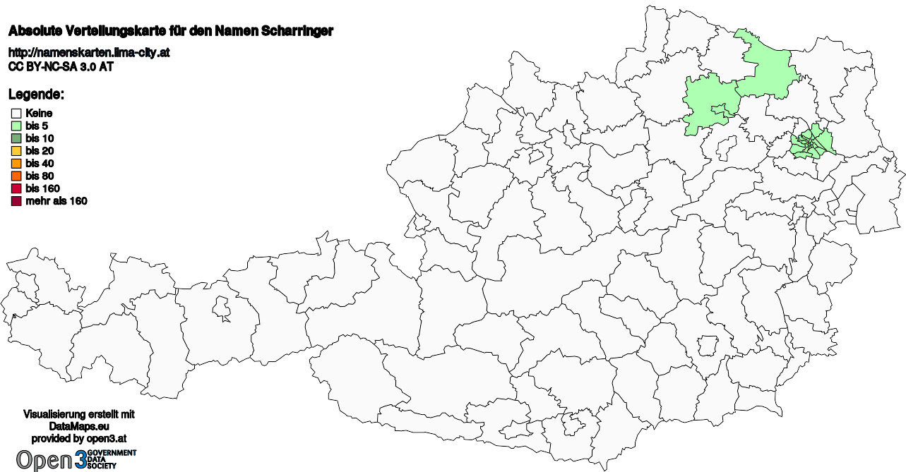 Absolute Verteilungskarten Nachnamen Scharringer