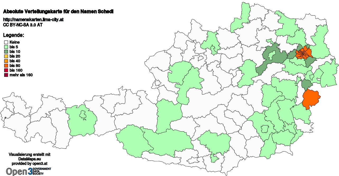 Absolute Verteilungskarten Nachnamen Schedl