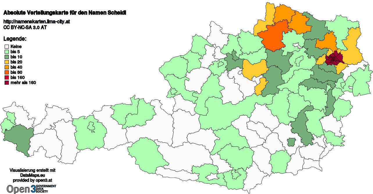 Absolute Verteilungskarten Nachnamen Scheidl