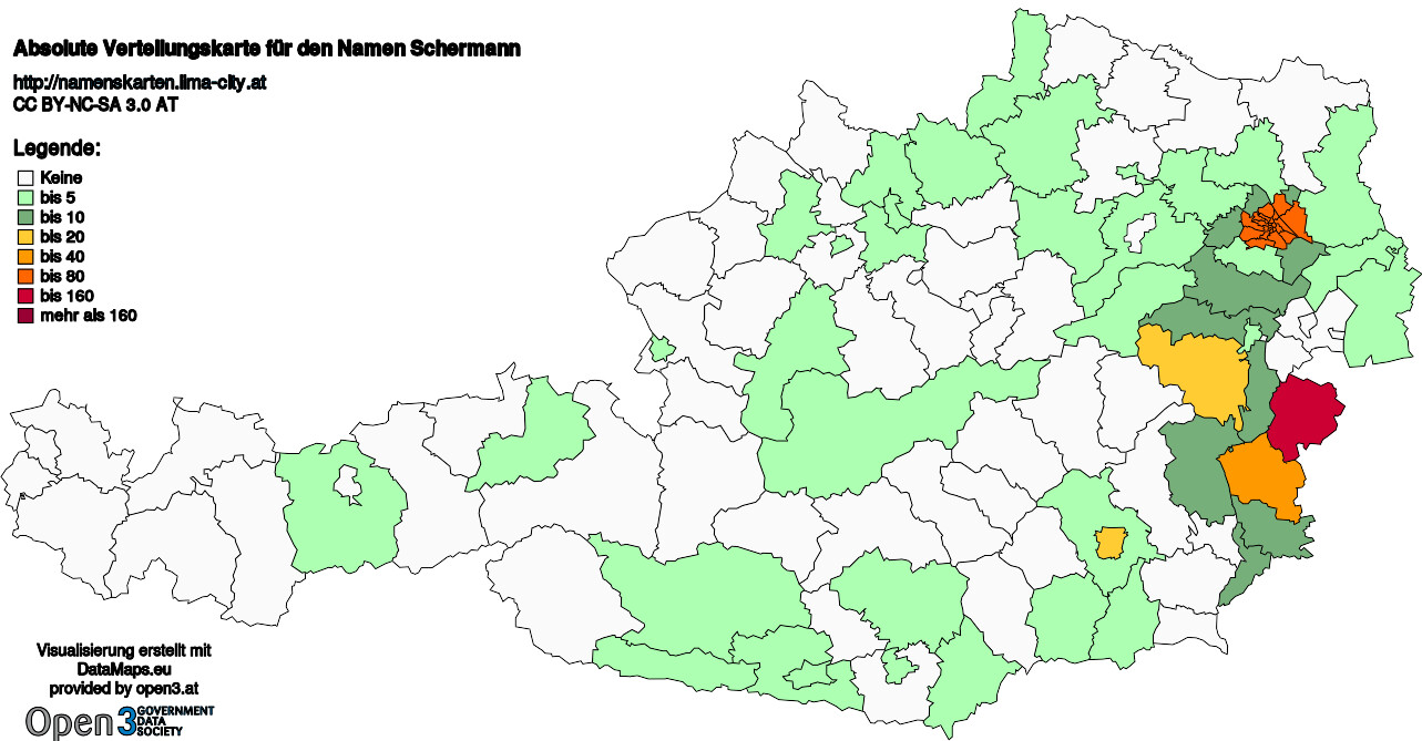 Absolute Verteilungskarten Nachnamen Schermann