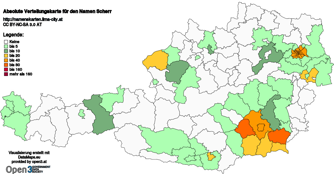 Absolute Verteilungskarten Nachnamen Scherr