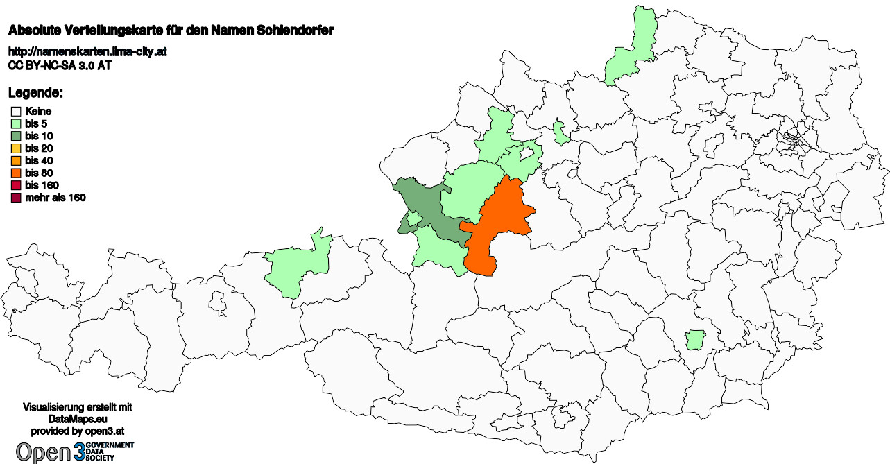 Absolute Verteilungskarten Nachnamen Schiendorfer