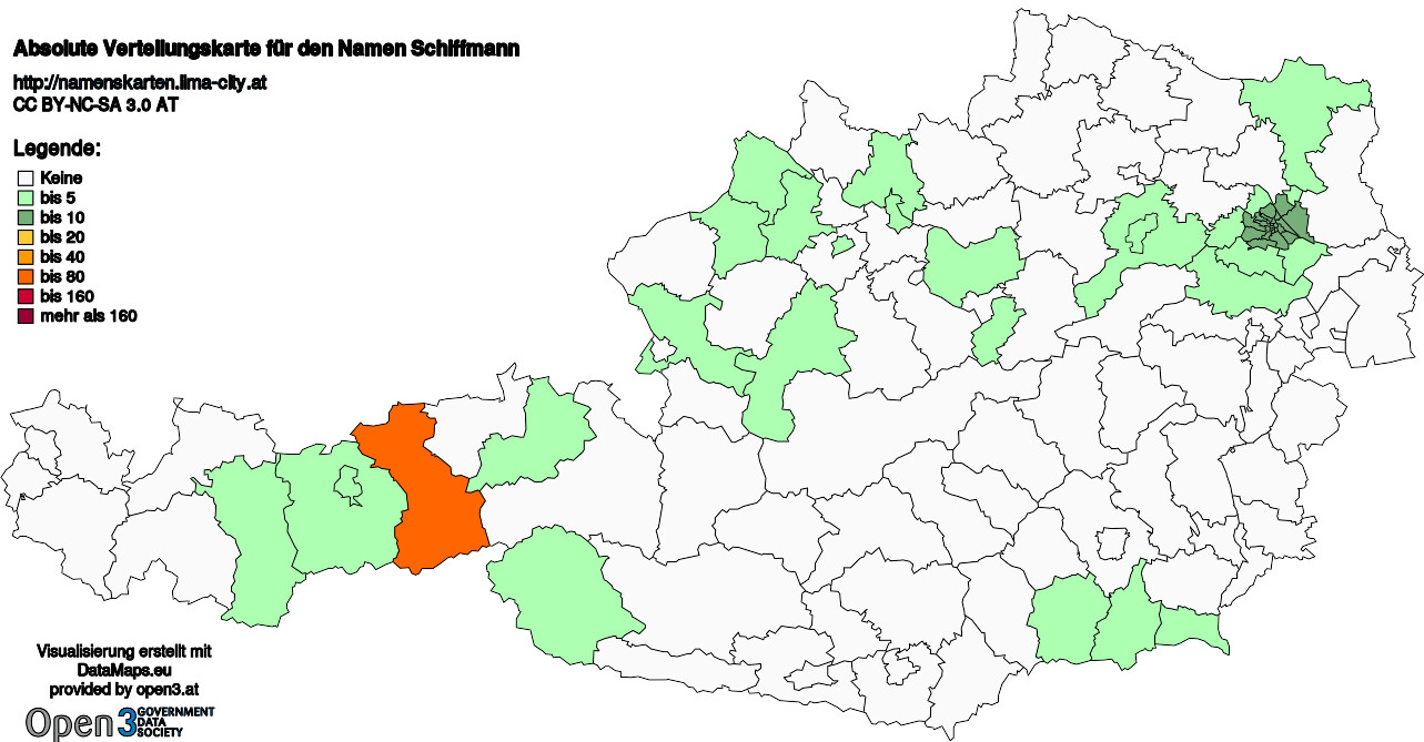 Absolute Verteilungskarten Nachnamen Schiffmann