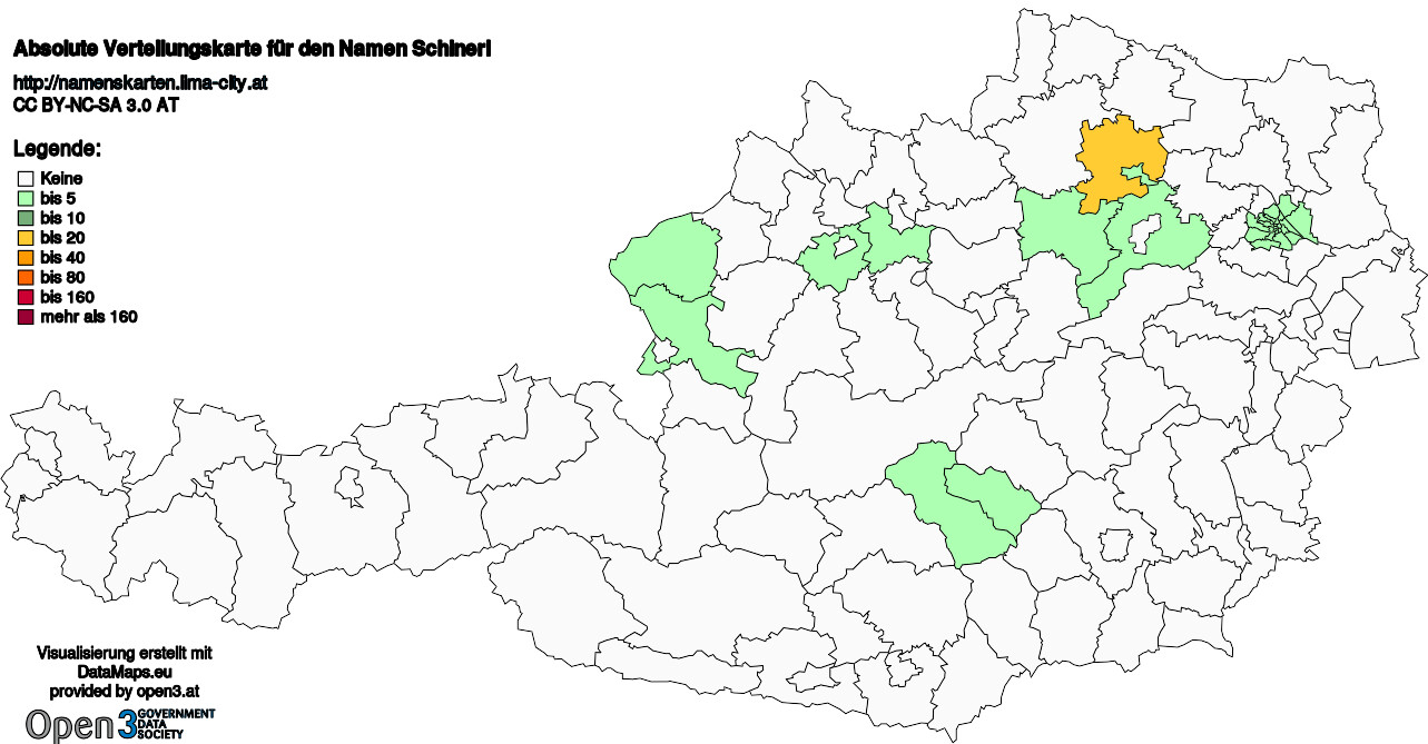 Absolute Verteilungskarten Nachnamen Schinerl