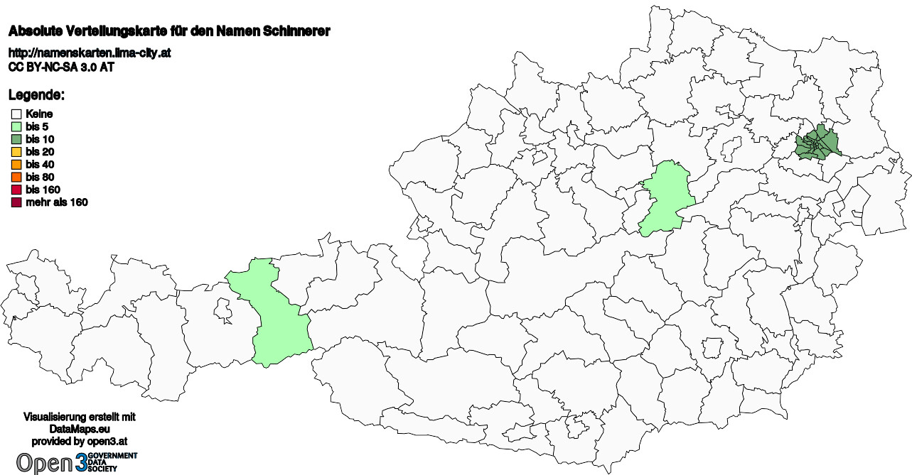 Absolute Verteilungskarten Nachnamen Schinnerer