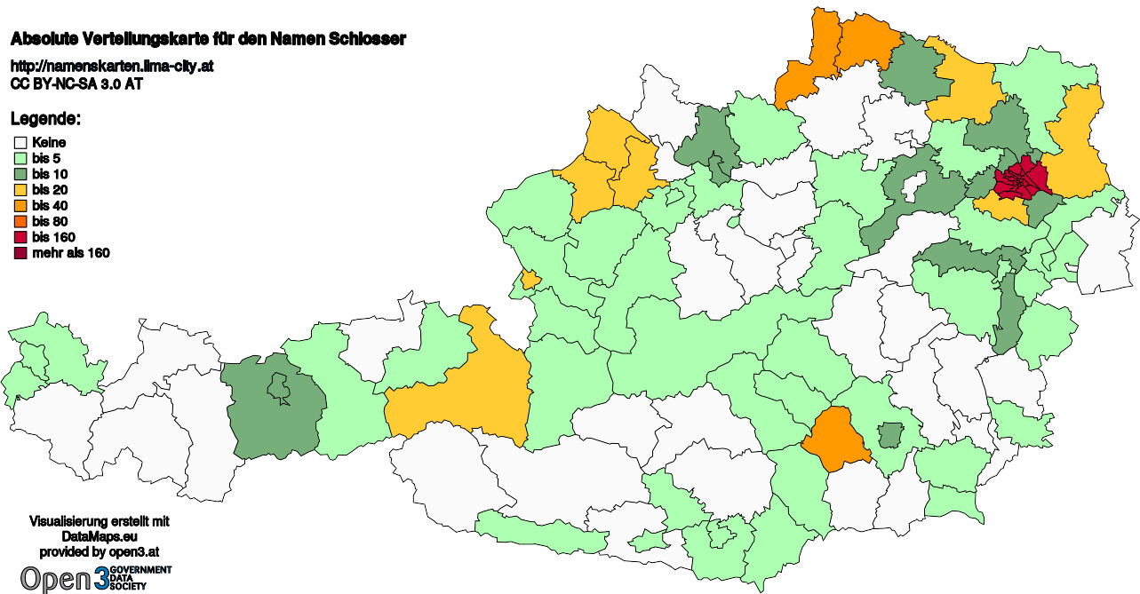 Absolute Verteilungskarten Nachnamen Schlosser