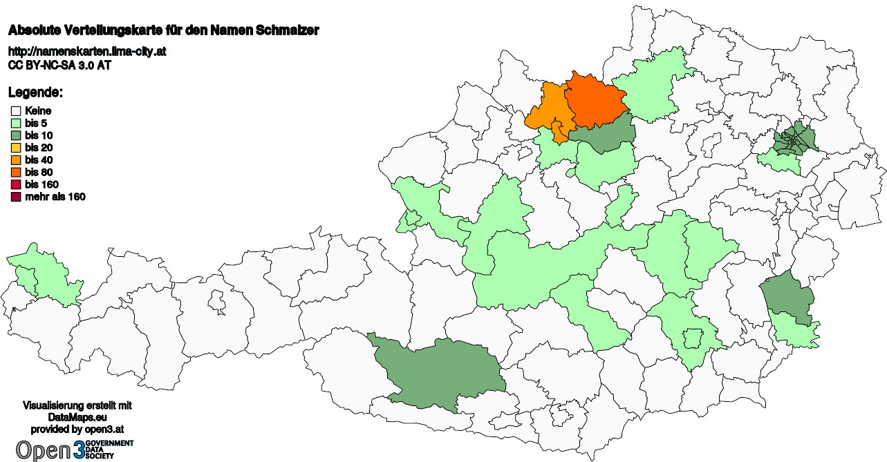 Absolute Verteilungskarten Nachnamen Schmalzer