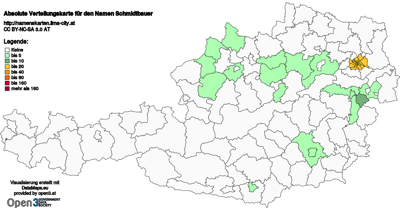 Absolute Verteilungskarten Nachnamen Schmidtbauer