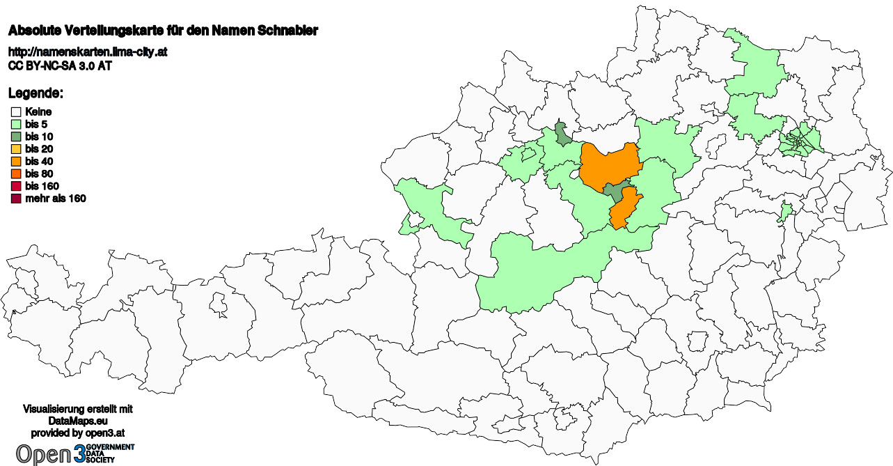 Absolute Verteilungskarten Nachnamen Schnabler