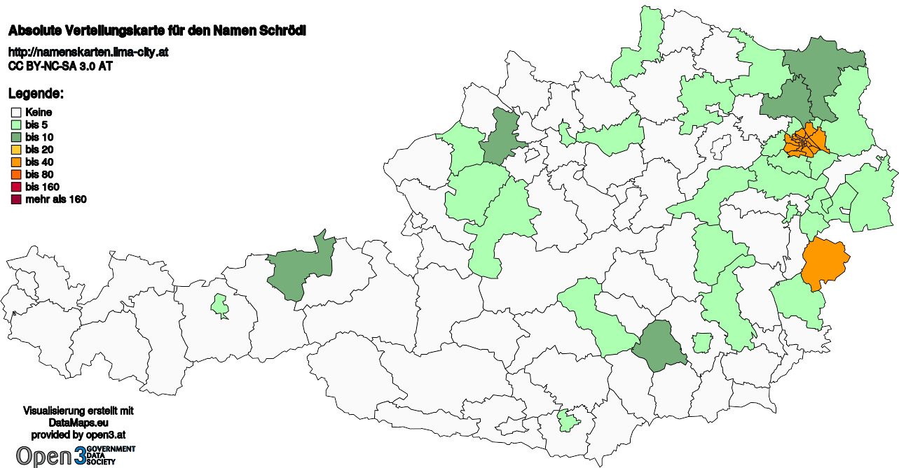 Absolute Verteilungskarten Nachnamen Schrödl