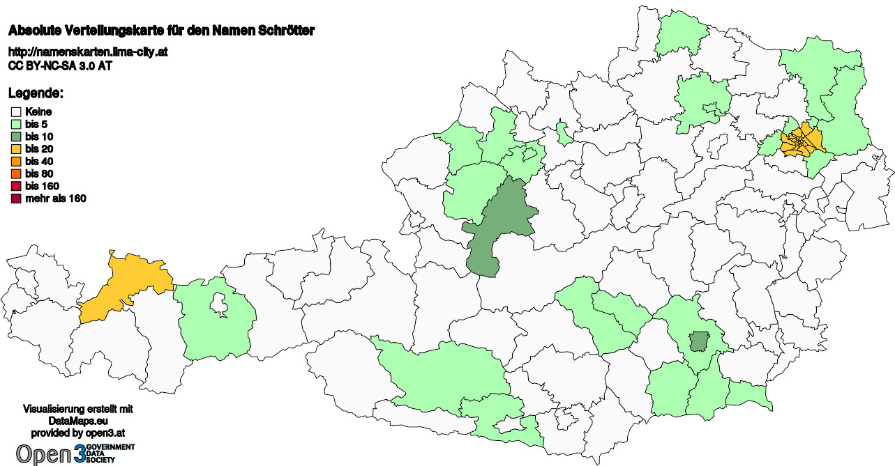 Absolute Verteilungskarten Nachnamen Schrötter