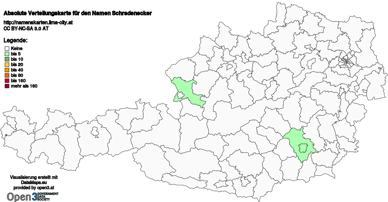 Absolute Verteilungskarten Nachnamen Schradenecker