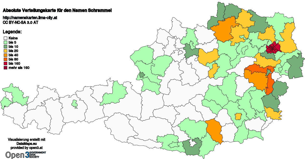 Absolute Verteilungskarten Nachnamen Schrammel