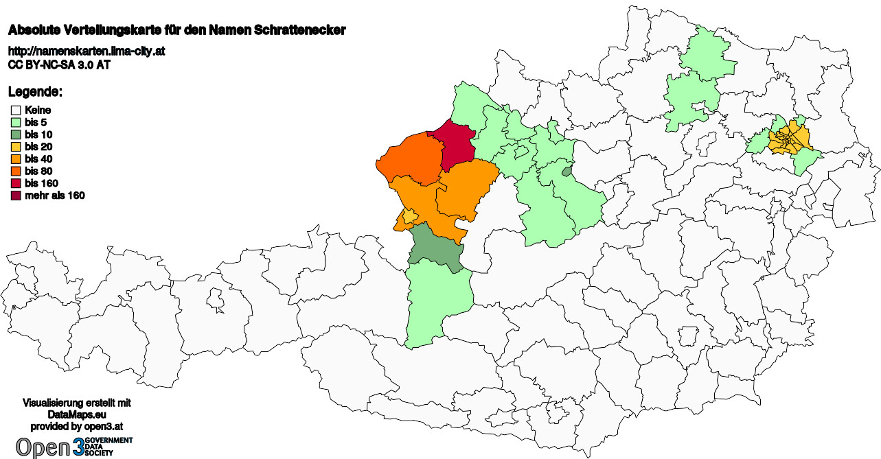 Absolute Verteilungskarten Nachnamen Schrattenecker