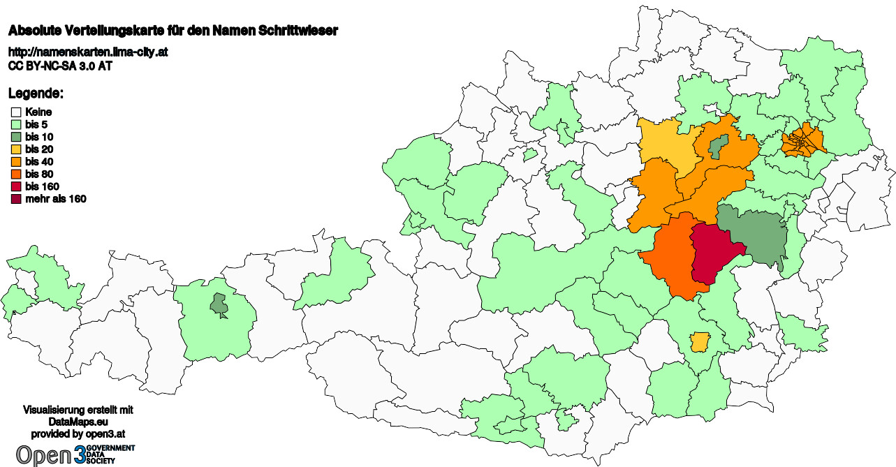 Absolute Verteilungskarten Nachnamen Schrittwieser