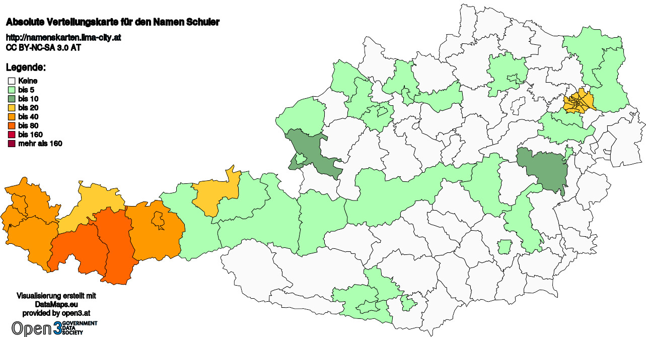 Absolute Verteilungskarten Nachnamen Schuler