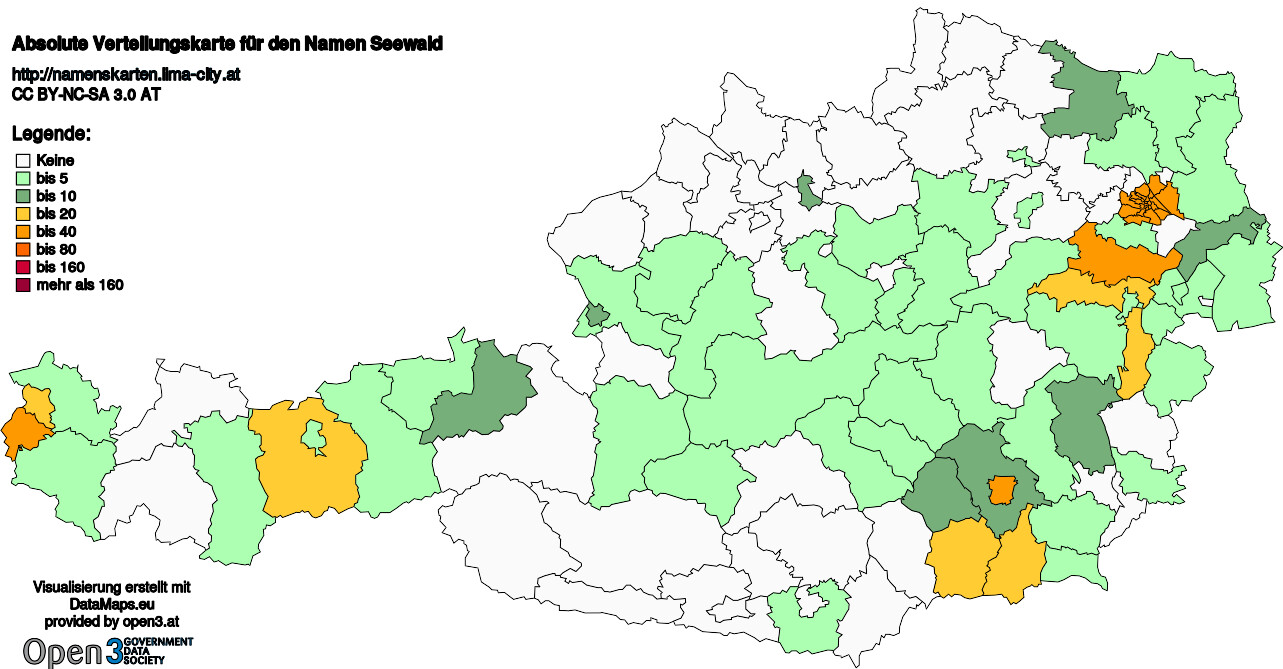 Absolute Verteilungskarten Nachnamen Seewald